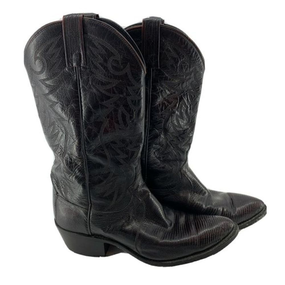 Dan Post El Paso Oxblood Lizard Skin Cowboy Boots Mens Size 9.5D